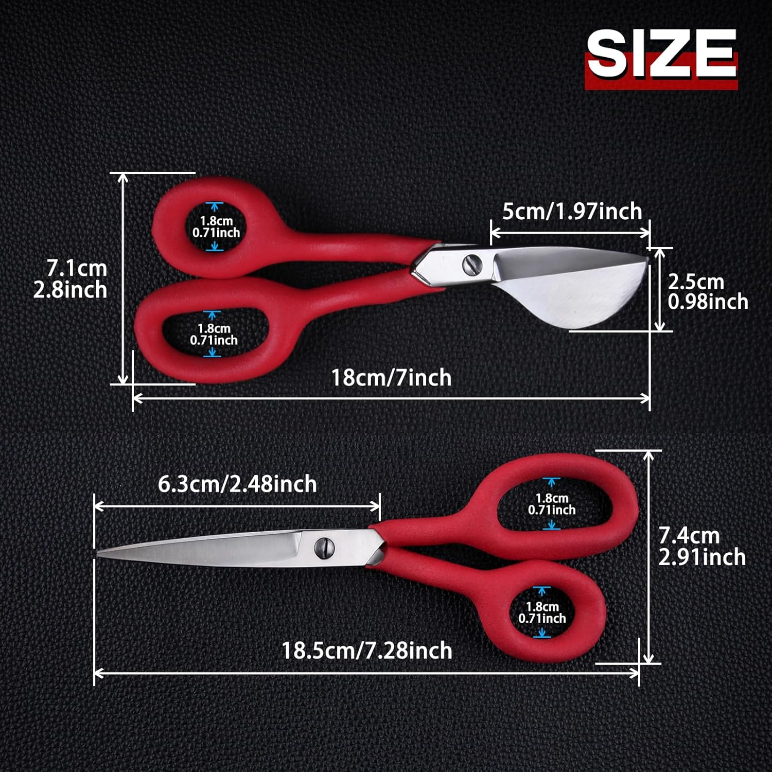 SPEEDWOX Scissors 7" 2 Pack Stainless Steel Duckbill Applique and Machine Embroidery Double Curved Carpet Pile Offset Handle Scissors image number 6