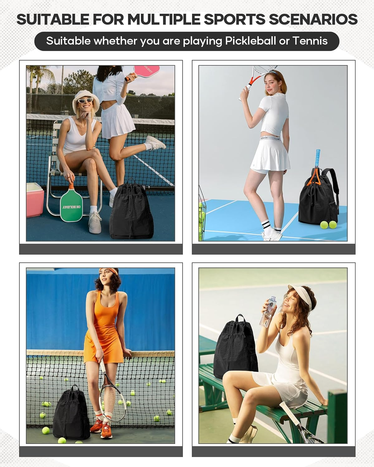 Pakembl Tennis Racket Bag Women Lightweight Tennis Sports Backpack Men Pickleball Badminton Squash Racket Bag - A02-Lotus Pink image number 3