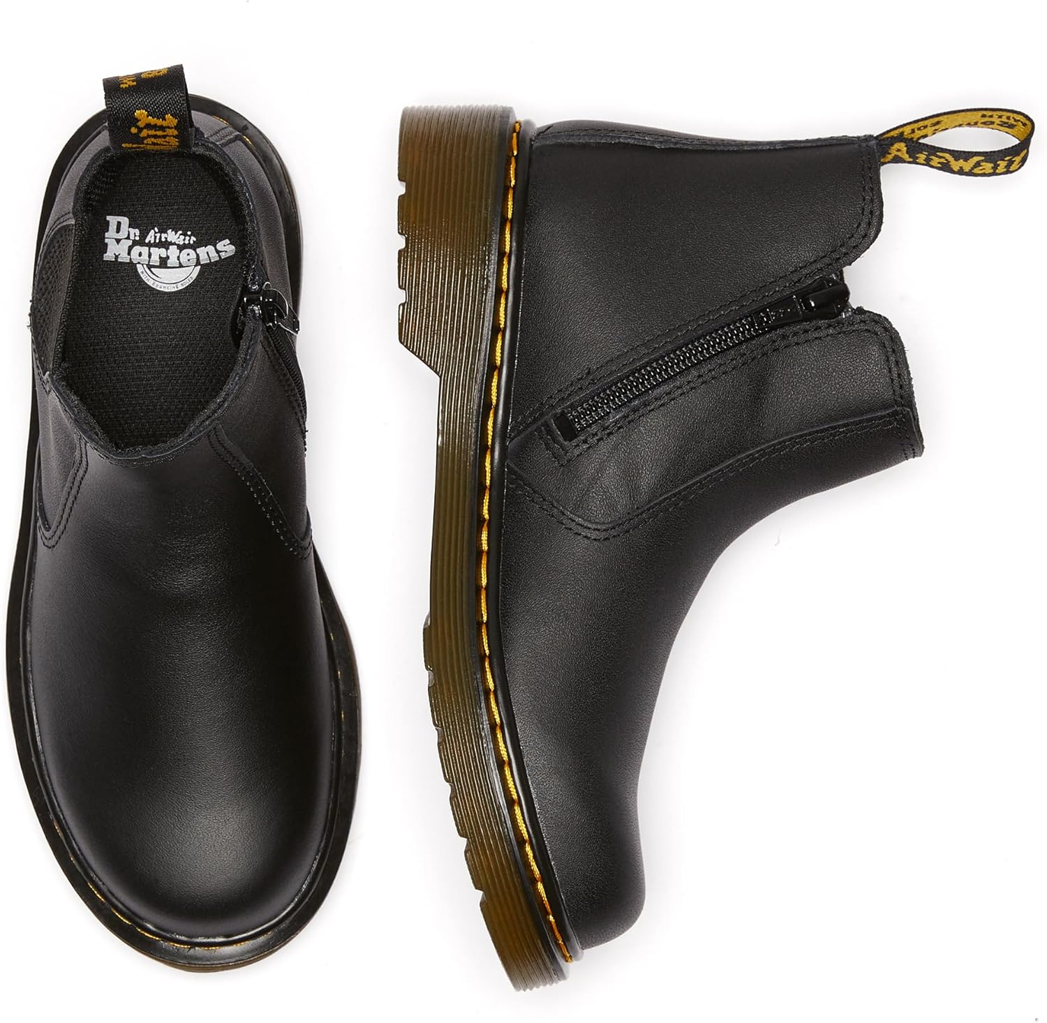 Dr. Martens Kids 2976 J Junior Chelsea Boot Softy Leather, Black, UK