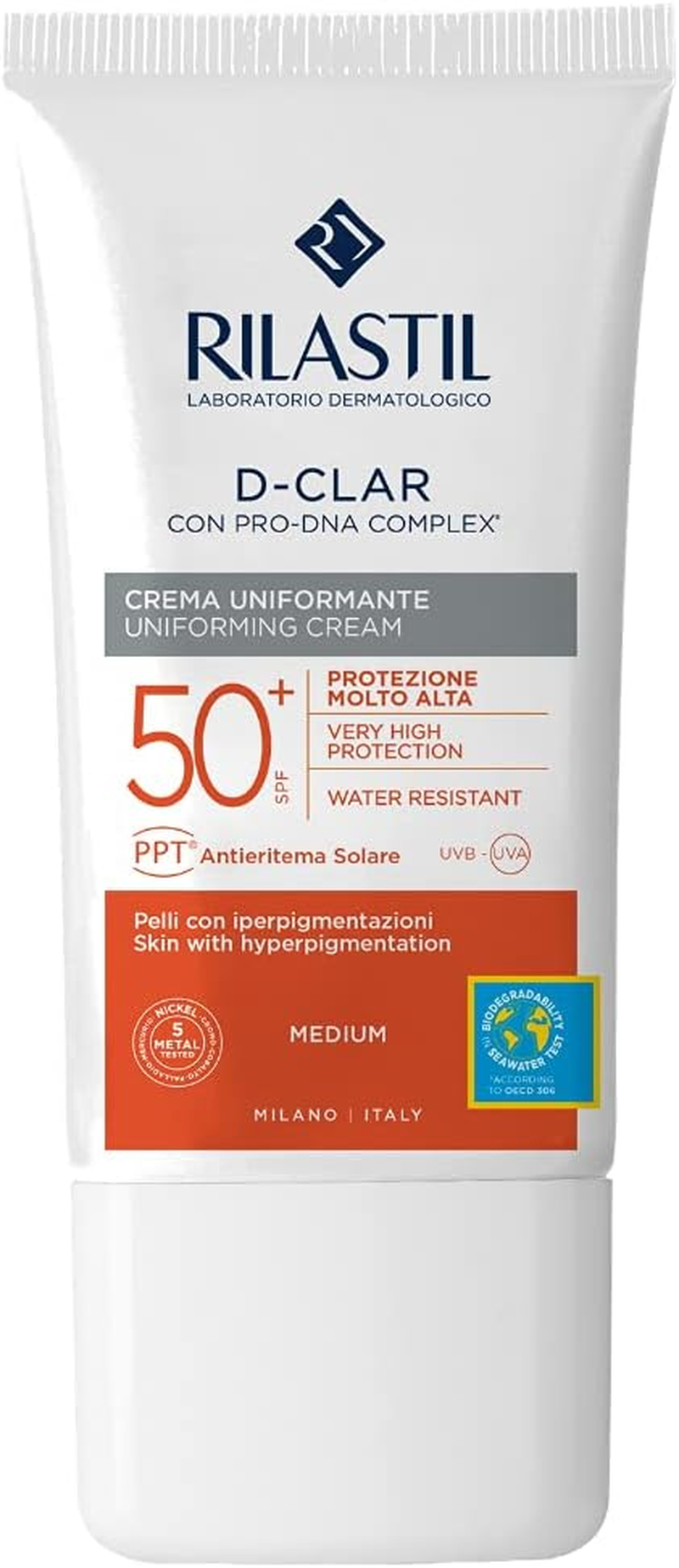 Rilastil Sun System D-Clar Crema Fotoprotettiva Uniformante Medium SPF50+, 40 Ml