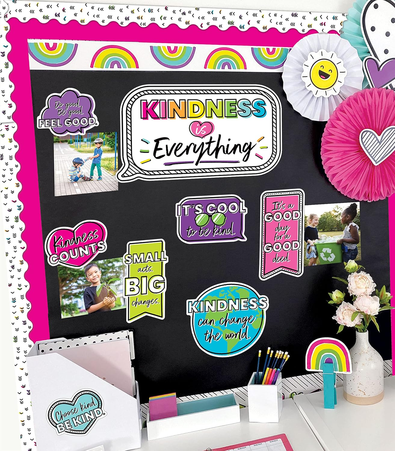 Carson Dellosa 5 Rolls of 325 Ft Scalloped Bulletin Board Borders, Orange, Yellow, Lime Green, Hot Pink, Teal Classroom Borders for Bulletin Board & Classroom D&eacute;cor, 65 Ft per Bulletin Board Trim Roll image number 3