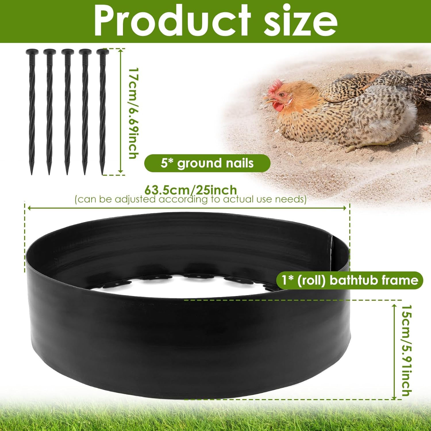 Chicken Dust Bathtub,Bottomless PE Chicken Dust Bath Containers,Adjustable Chick Coop Accessories for Farm Poultry