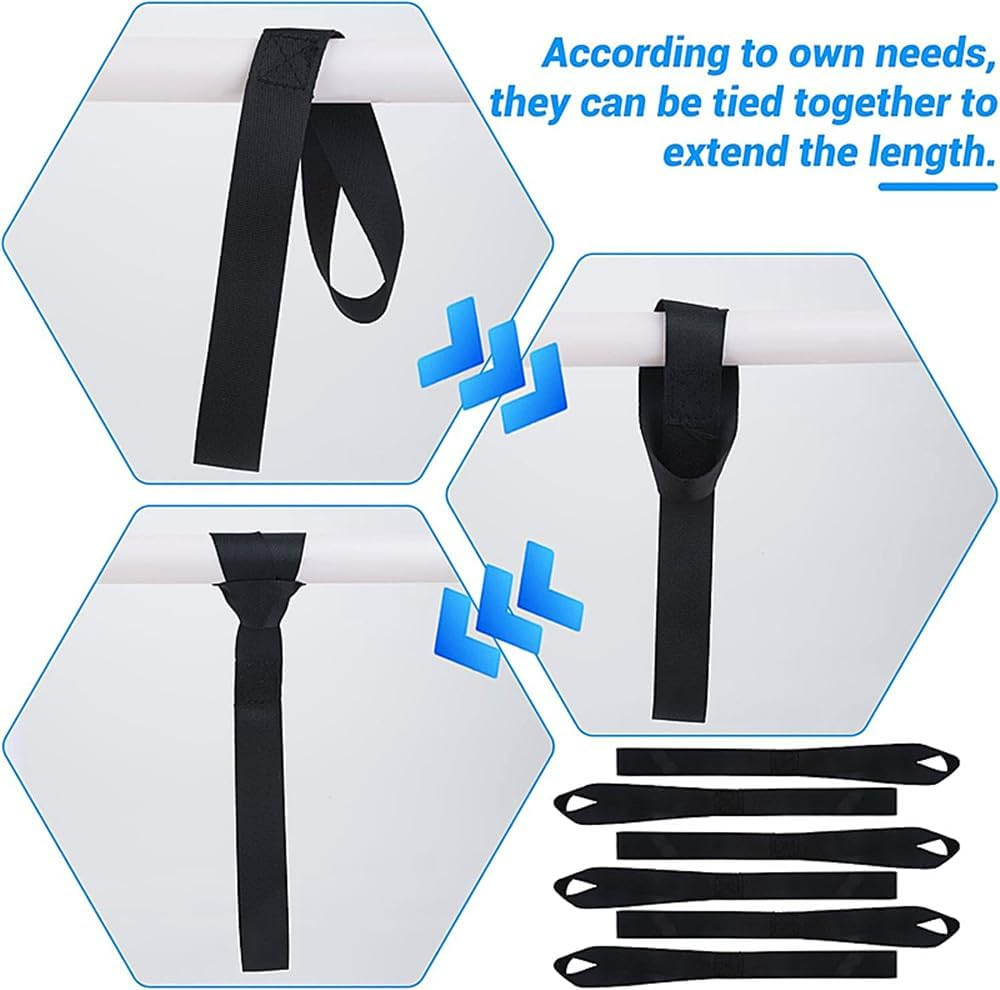 Walquicks 6 Pieces Black Soft Loop Tie down Straps, Heavy Duty Motorcycle Tie Loops for Motorcycle Handlebar, Roof Rack, Scooters, Dirt Bikes, Lawn Garden Equipment Black Soft Loops image number 1