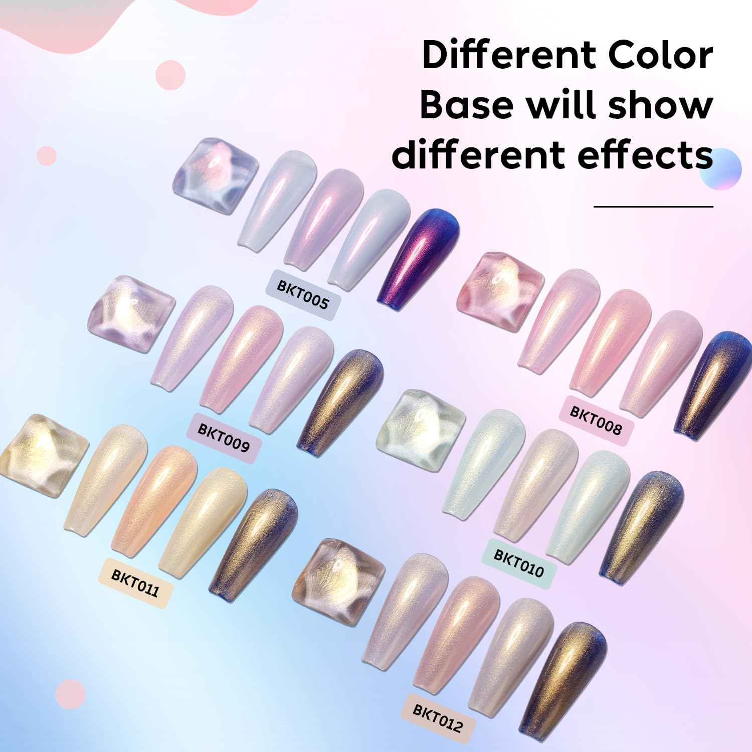 AIMEILI Hema Free Gel Nail Polish Pearl Top Coat 6 Color Set, Cruelty Free, Vegan, 2 in 1 Pearlescent Glitter Glossy Shiny No Wipe Gel Top Coat image number 2