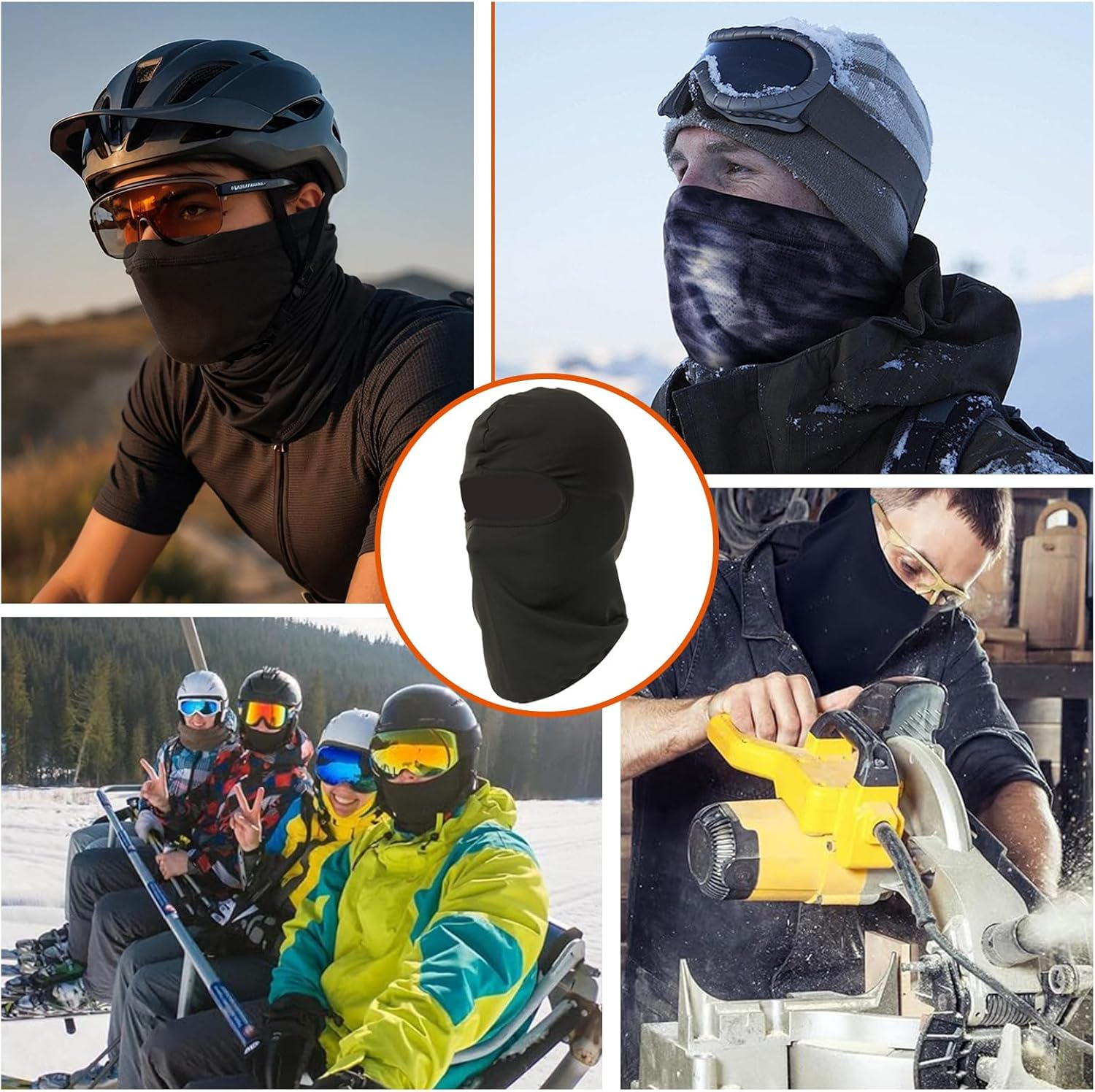 COZY CORE Ski Mask, UV Protection Balaclava,Full Face Ski Masks for Men & Women,Breathable Outdoor Sports Face Cover for Cycling Motorcycle Hiking - Black+Black image number 4