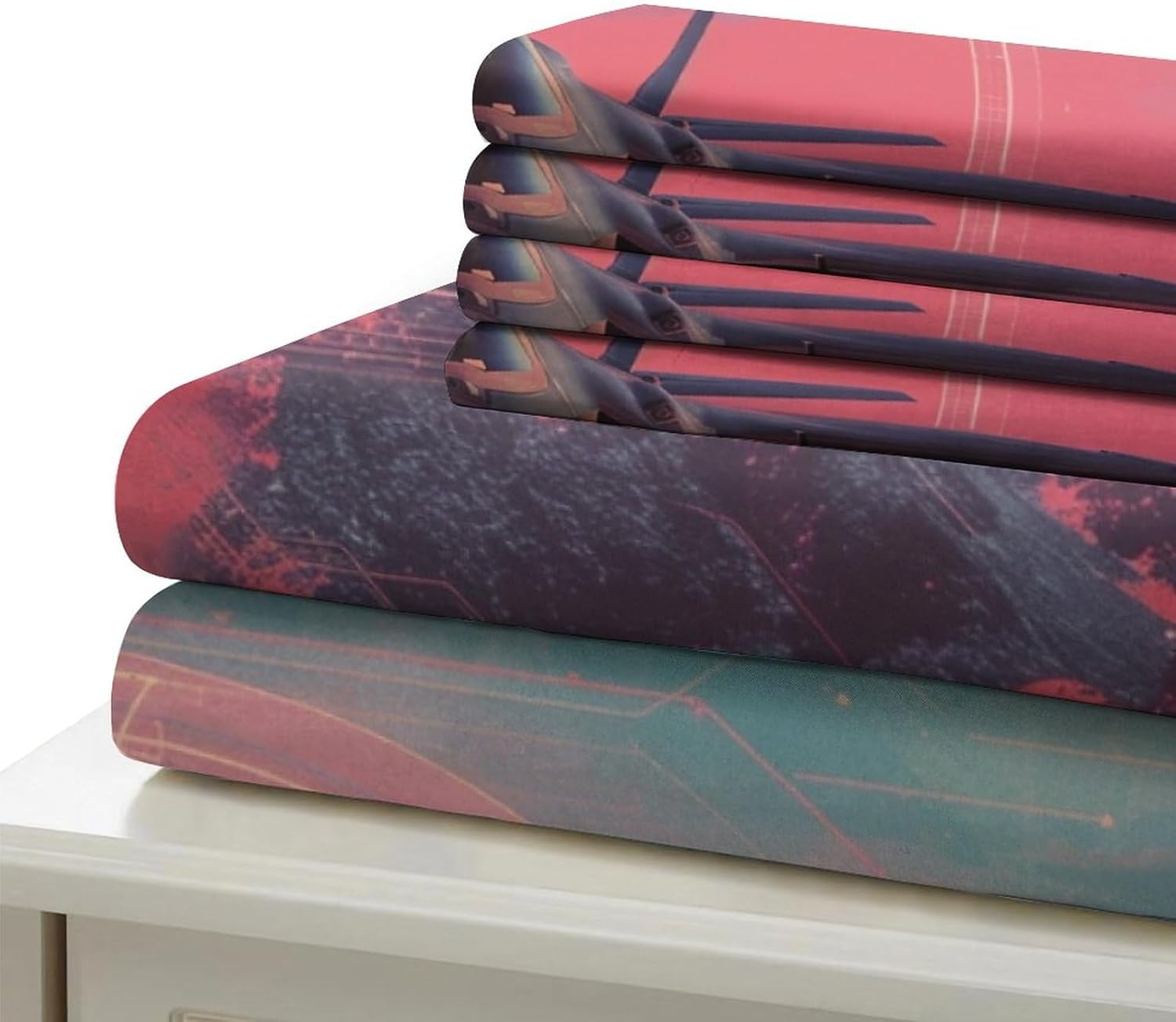 3Pcs Aeroplane 3D Printed Duvet Cover Set Microfiber Boys Girls Bedding Comforter Quilt Cover with Pillowcases Comforter Cover with Zipper,Queen（210X210Cm） image number 2