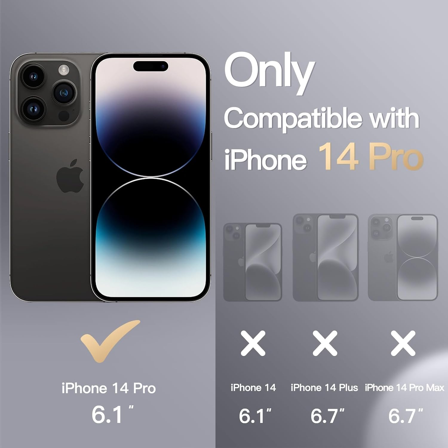 Jetech Silicone Case for Iphone 14 Pro 6.1-Inch, Silky-Soft Touch Full-Body Protective Phone Case, Shockproof Cover with Microfiber Lining (Black) - Deep Purple image number 5