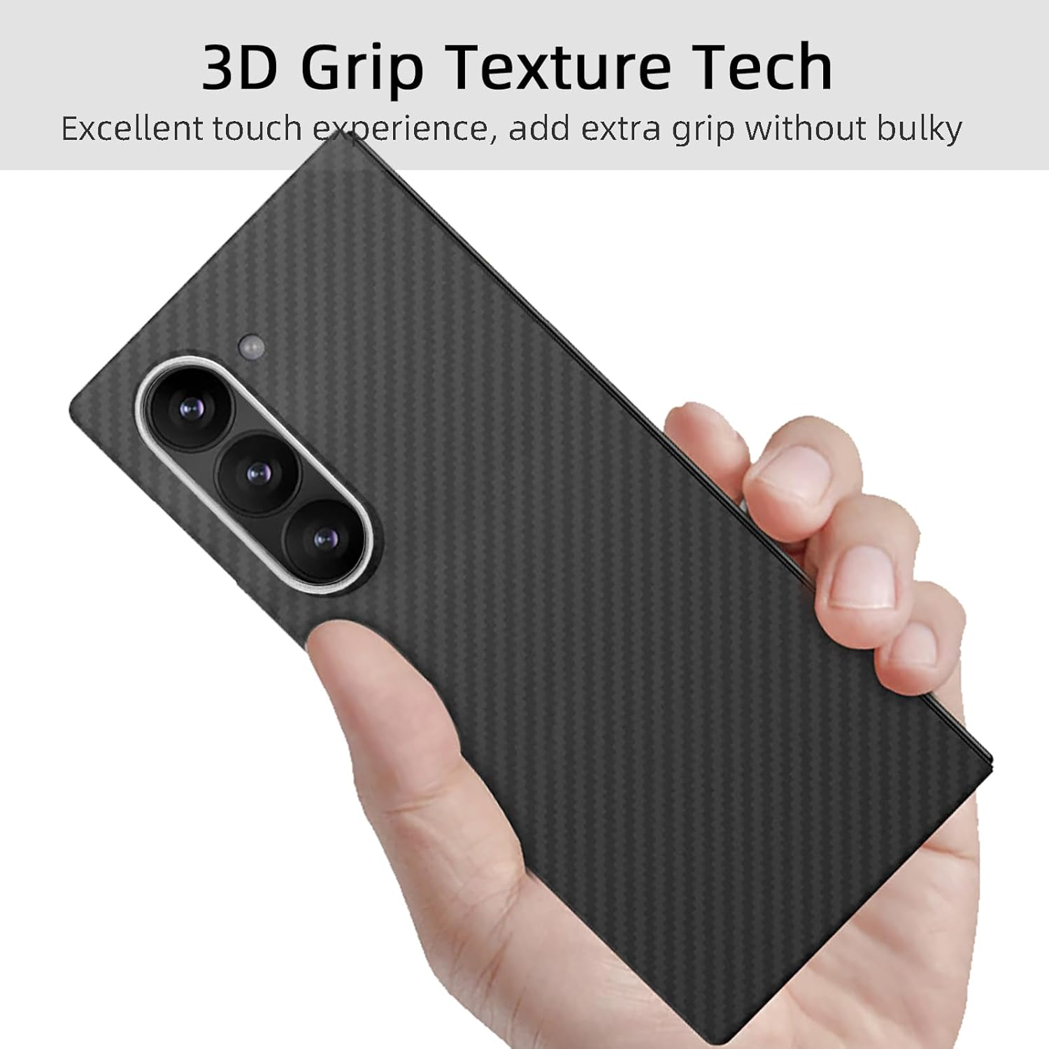Sisyphy Aramid Fiber Case for Samsung Galaxy Z Fold 7 Compatible with Magsafe, Black 600D with Carbon Fiber Texture, Super Slim Protective Cover Skin, Soft Touch Sturdy Durable Snap-On Back Cover - Black 1500D With Magnets image number 5