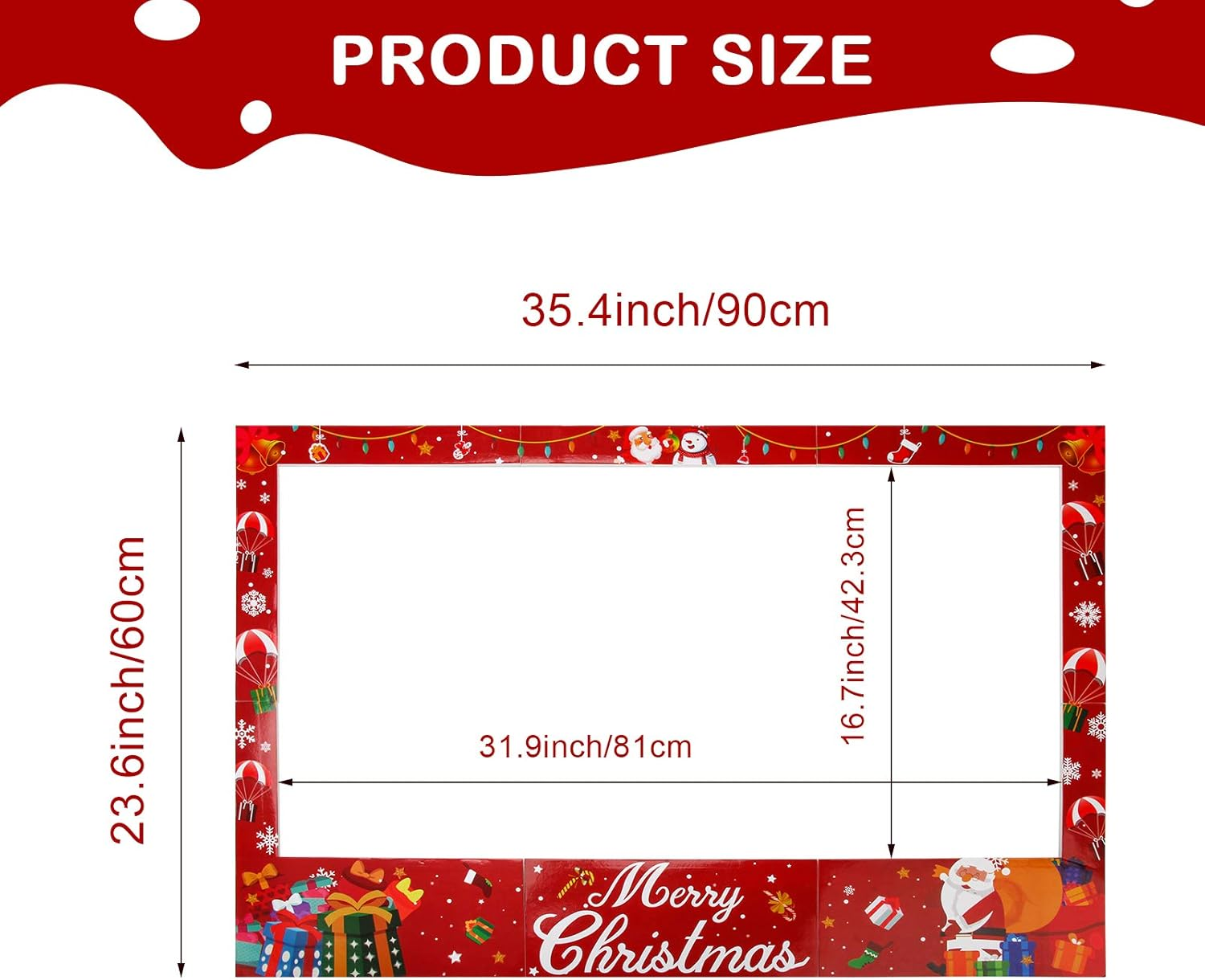 Ahier Christmas Photo Booth Frame, Christmas Photo Booth Props Frame, Selfie Picture Frame Backdrop Event Xmas Holiday Winter New Year Party Supplies Decorations image number 3
