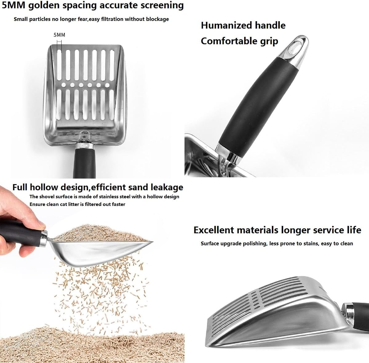 Cat Litter Shovel Metal, Cat Litter Scoop Broom Set, Cat Litter Shovel Cleaning Tool with Plastic Shovel Broom Set, Cat Litter Scoop Set for Pets Cats image number 5