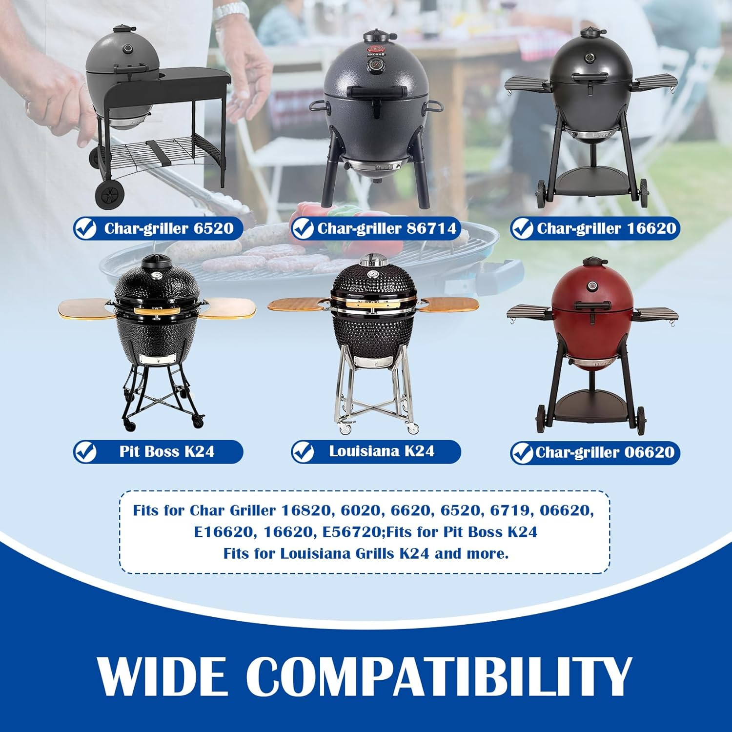 19.5" round Grill Grate for Akorn Kamado Ceramic Grill Char Griller Akorn 16620 E56720 16820 Parts, Cast Iron Grate for Char-Griller E16620 Pit Boss K24 Louisiana Grills K24 Replacement, Firepit Grate image number 4