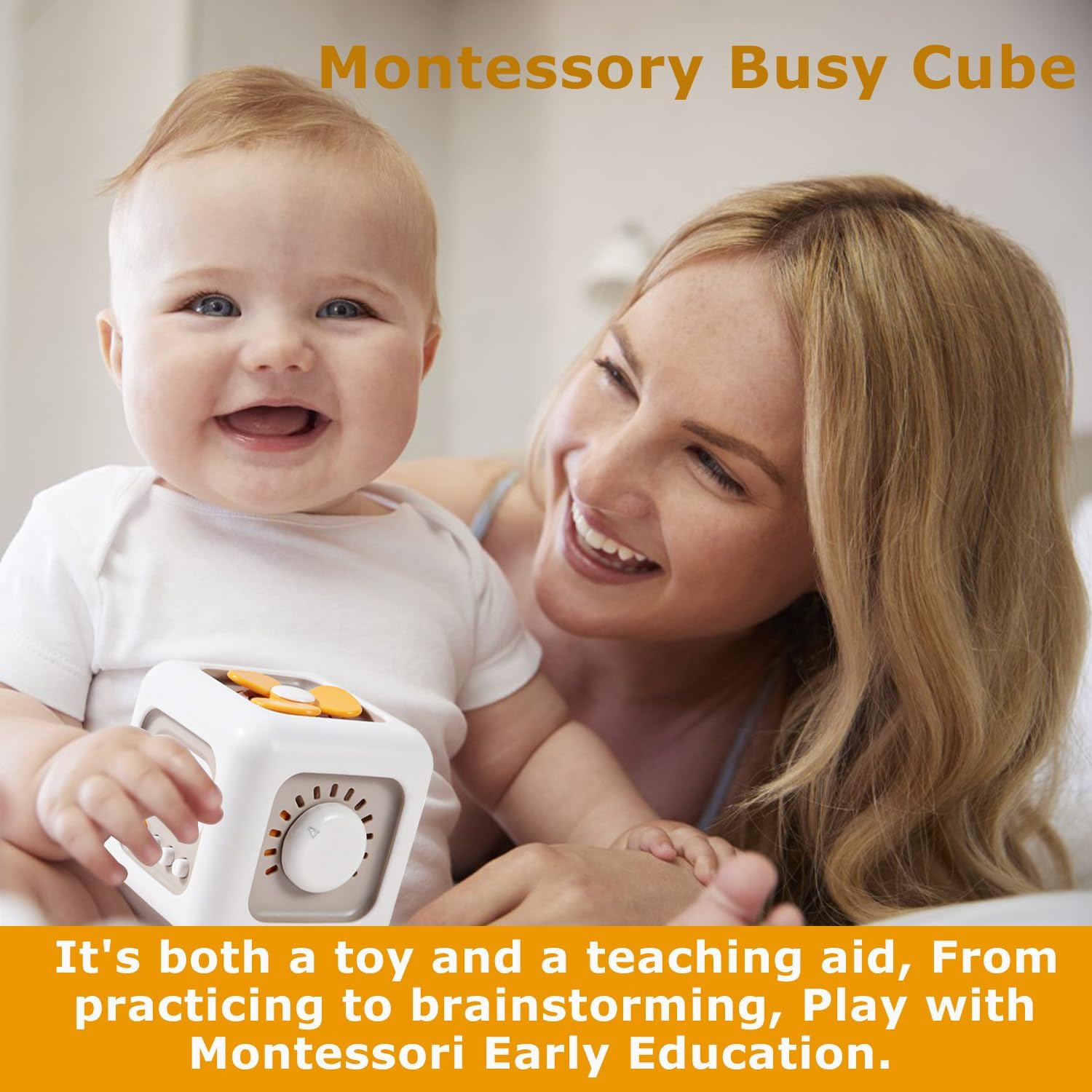 Baby Montessori Busy Cube Toy, Baby Sensory Learning Fine Motor Activity Board Toy for Kids, Airplane Travel Car Toys for Toddler Boys and Girls Gifts 1 Years+ image number 2