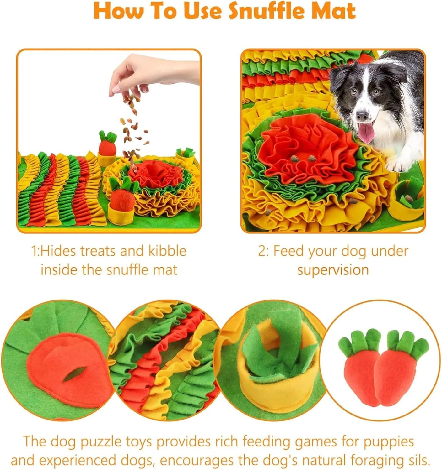 ROY Sniffing Rug for Dogs and Cats, Food Sniffing, Feeding Mat, Sniffing Mat Dog, Puppy Training Mat for Slow Feeding, Dog Game Training Mat - Intelligence Toy for Dogs image number 3