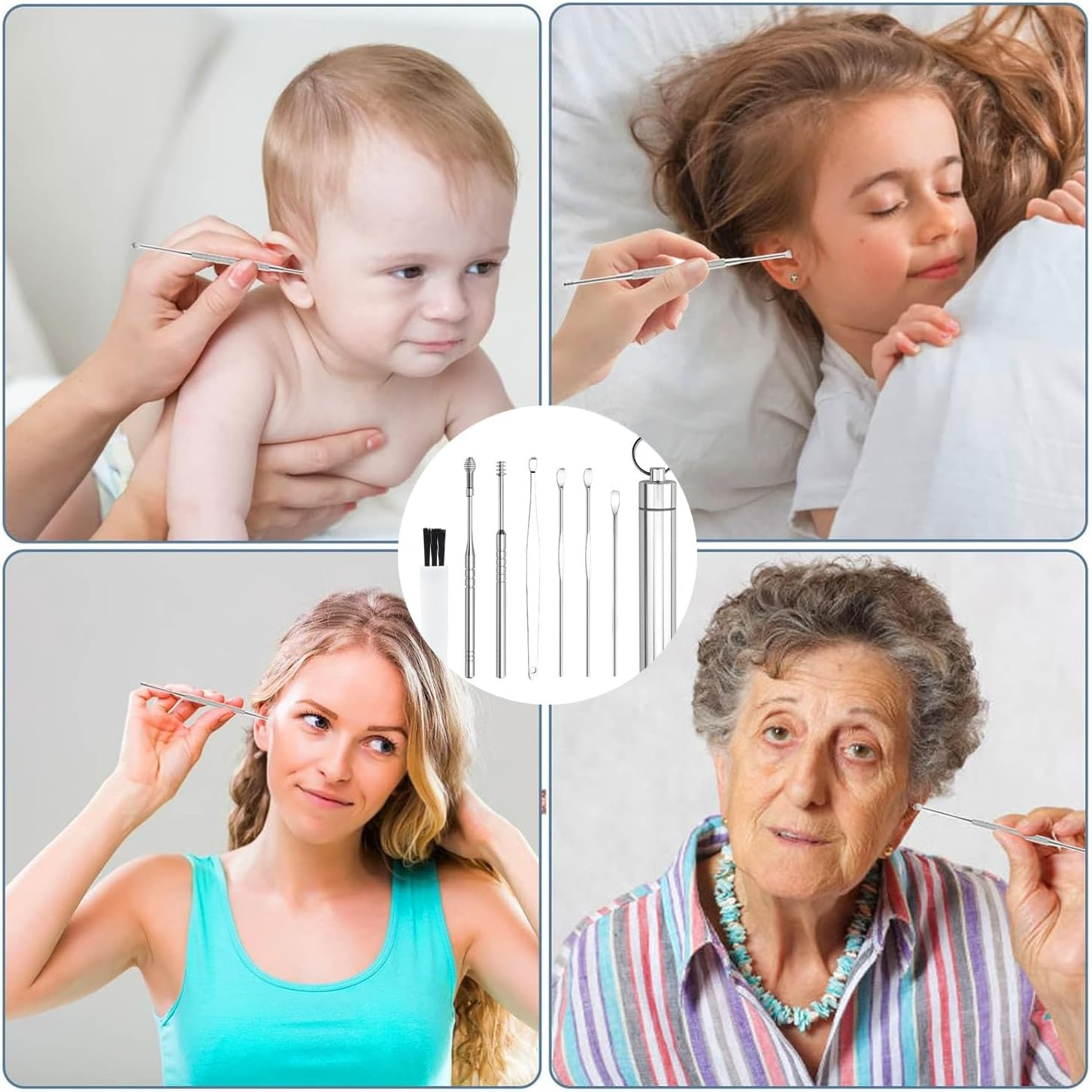 7 Pcs Ear Pick Earwax Removal Kit, Ear Cleansing Tool Set, Ear Curette Ear Wax Remover Tool with Cleaning Brush & Storage Box, Stainless Steel Ear Wax Remover Cleaner, Earpick Tool Set image number 1