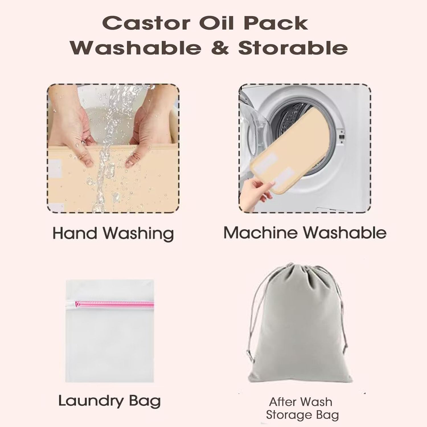 Lxcshljx 9Pcs Castor Oil Packs, Reusable Castor Oil Packs Wrap, Washable Organic Cotton Castor Oil Pack Kit, Adjustable Elastic Straps Compress Pads Packs for Eyelashes, Eyebrows, Knees, Legs, Feet image number 2