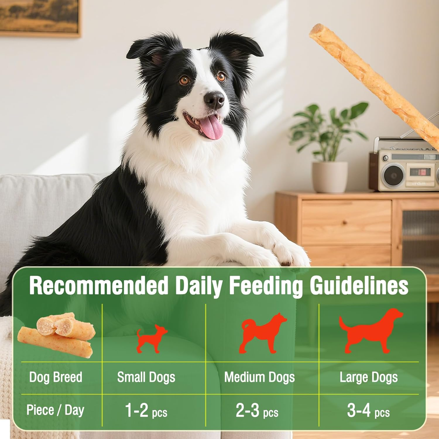 Healthy Dog Chicken and Carrot Stick Treats，Natural Chewing Sticks with Vitamins for Dental Health, Dog Treat for All Breeds, Puppy to Adult 7.05 Oz（200G） image number 6