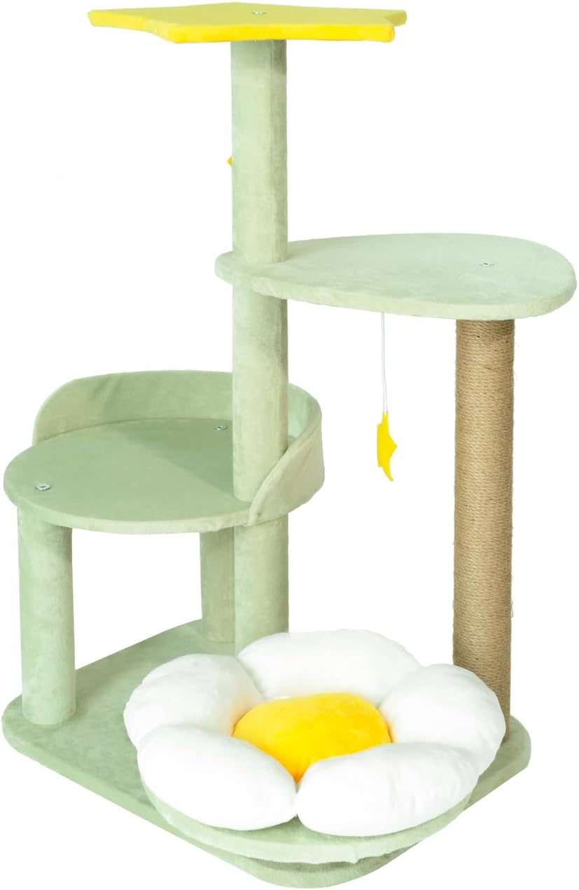 Stellar Play Multi-Level Cat Tree with Free Moon Pad - Soft Plush Finish, Scratching Post, Hanging Star Toys, and Cozy Nest - Eco-Friendly Tall Cat Tree for Play, Scratch, and Rest image number 6