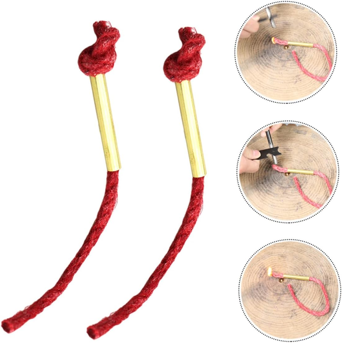Outdoor Waxed Fire Rope with Aluminum Sleeve 3Pcs, Camping Emergency Fire Starter Wick Cord for Hiking and BBQ Survival