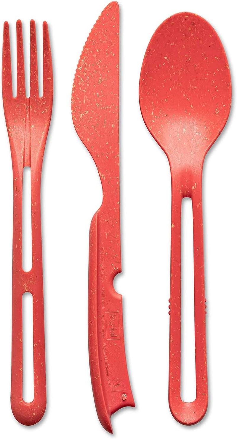 Koziol 8003704 KLIKK Plastic Cutter, Reusable, Knife, Fork, Spoon, Outdoor, Camping, Picnic, Hiking, Holiday, Lunch to Go, Cutlery Set of Three, Plastic image number 4