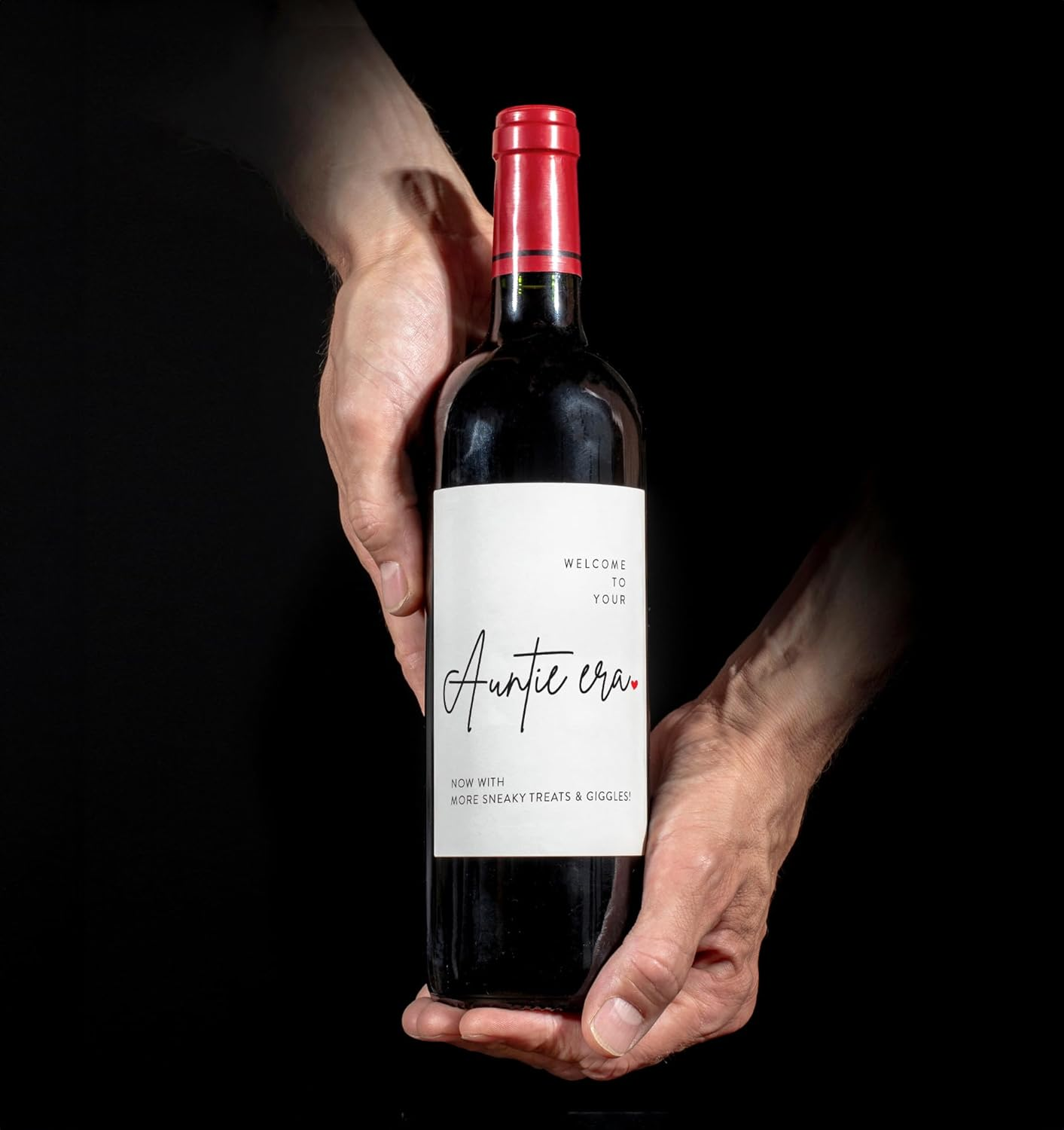 OZ DECO Wine Labels for Pregnancy Announcement & Auntie-To-Be Celebration - Welcome to Your Auntie Era - Waterproof, Easy Apply - 2-Pack, Made in Australia (M) image number 5