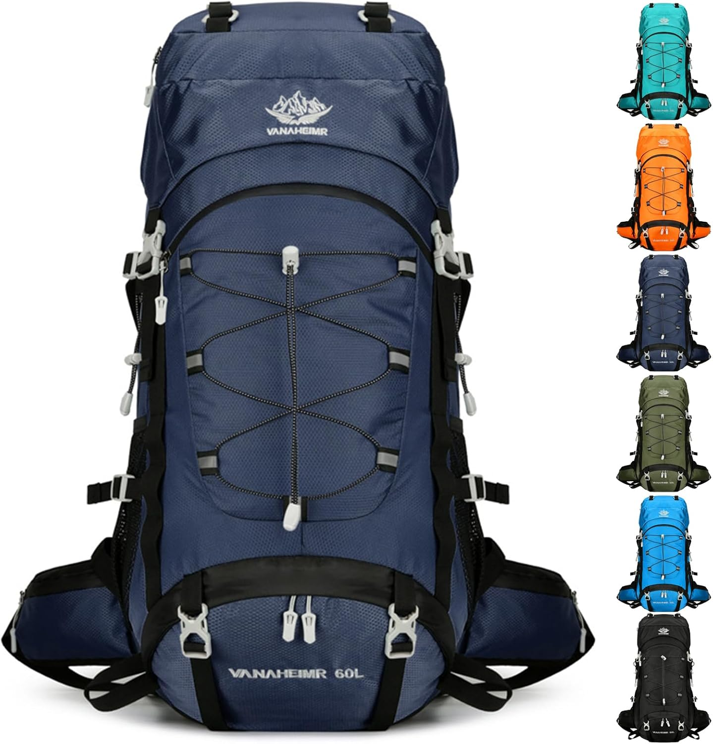 Xcjump 60L Hiking Backpack Water Resistant Outdoor Sports Travel Daypack Bag Lightweight Bag with Rain Coverfor Women Men Mountaineering Camping Tourism