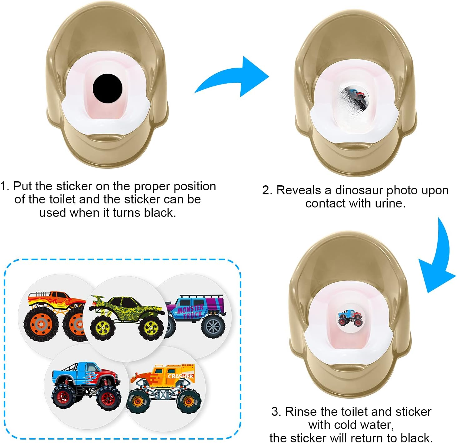 Zonon 10 Pieces Potty Training Seat Truck Potty Training Stickers for Boys Toilet Targets Color Changing Sticker Fun Pee Targets for Toddler