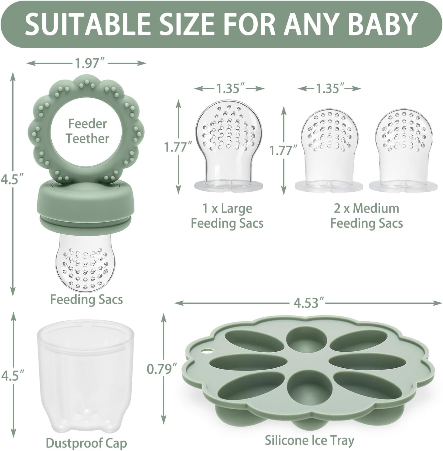 Baby Silicone Fruit Food Feeder Pacifier & Breastmilk Popsicle Freezer Molds,Sunflower Design BPA Free Baby Food Storage Containers Frozen Ice Tray for Baby Feeding Safely, Infant Fruit Teething Toy image number 1