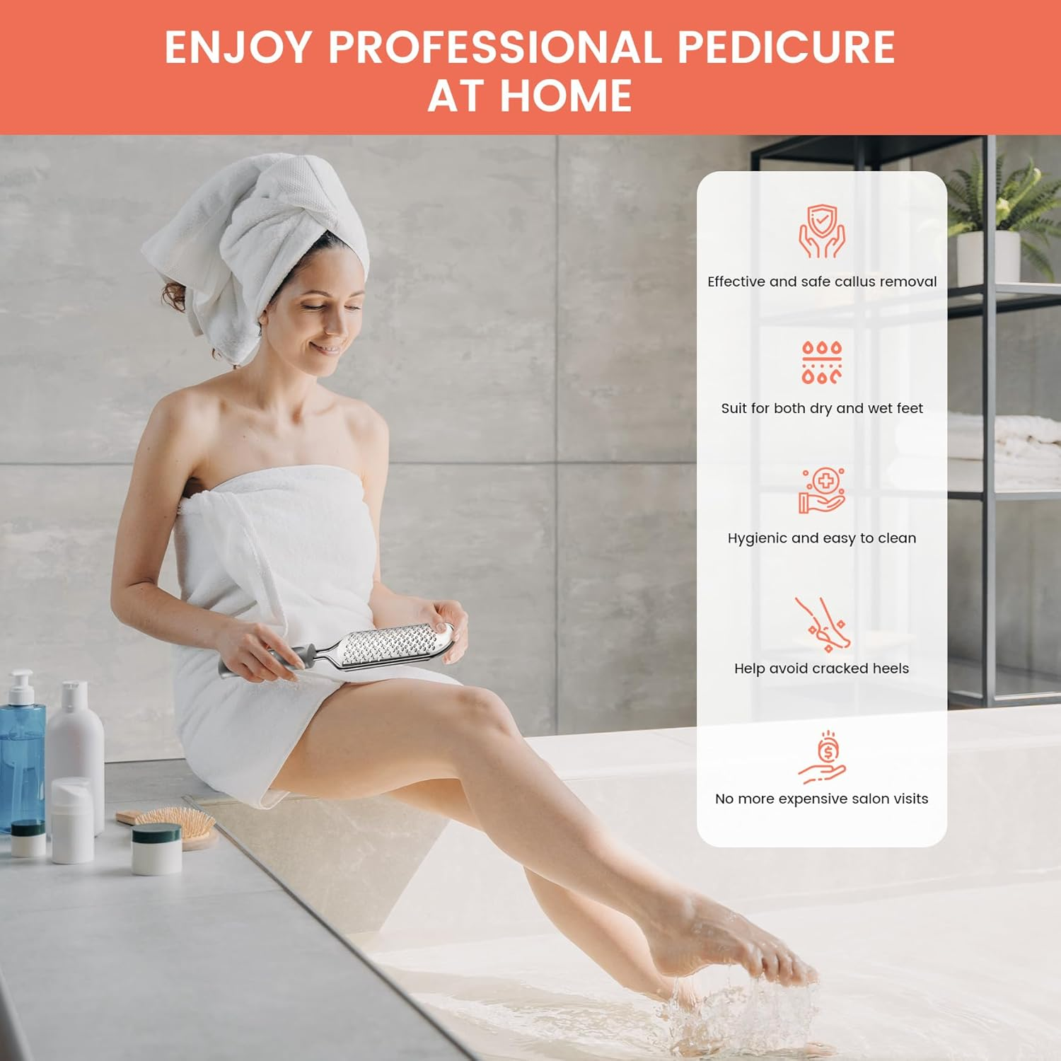 BEZOX Pedicure Foot File Foot Scraper for Hard Skin (XL Size) -Hard Skin Remover Used on Wet or Dry Feet- Huge Plane Surface Foot Scrubber for Soft & Smooth Heels(Grey) image number 6