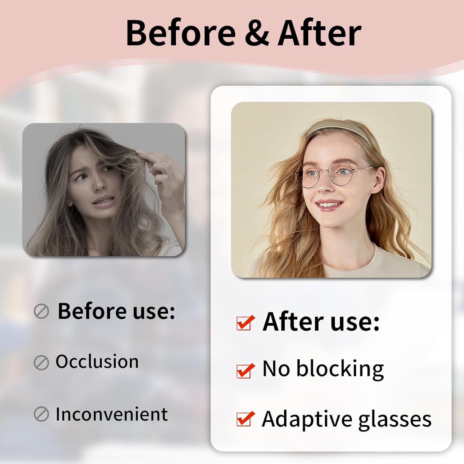 Pack of 4 Women'S Headbands, No Headache, Zigzag Hair Band, Thin, Flex Headband without Pressure, Hair Hoop for Glasses Wearers, Sunglasses Hair Hoops, Headband Matte Finish, Non-Slip with Teeth image number 1