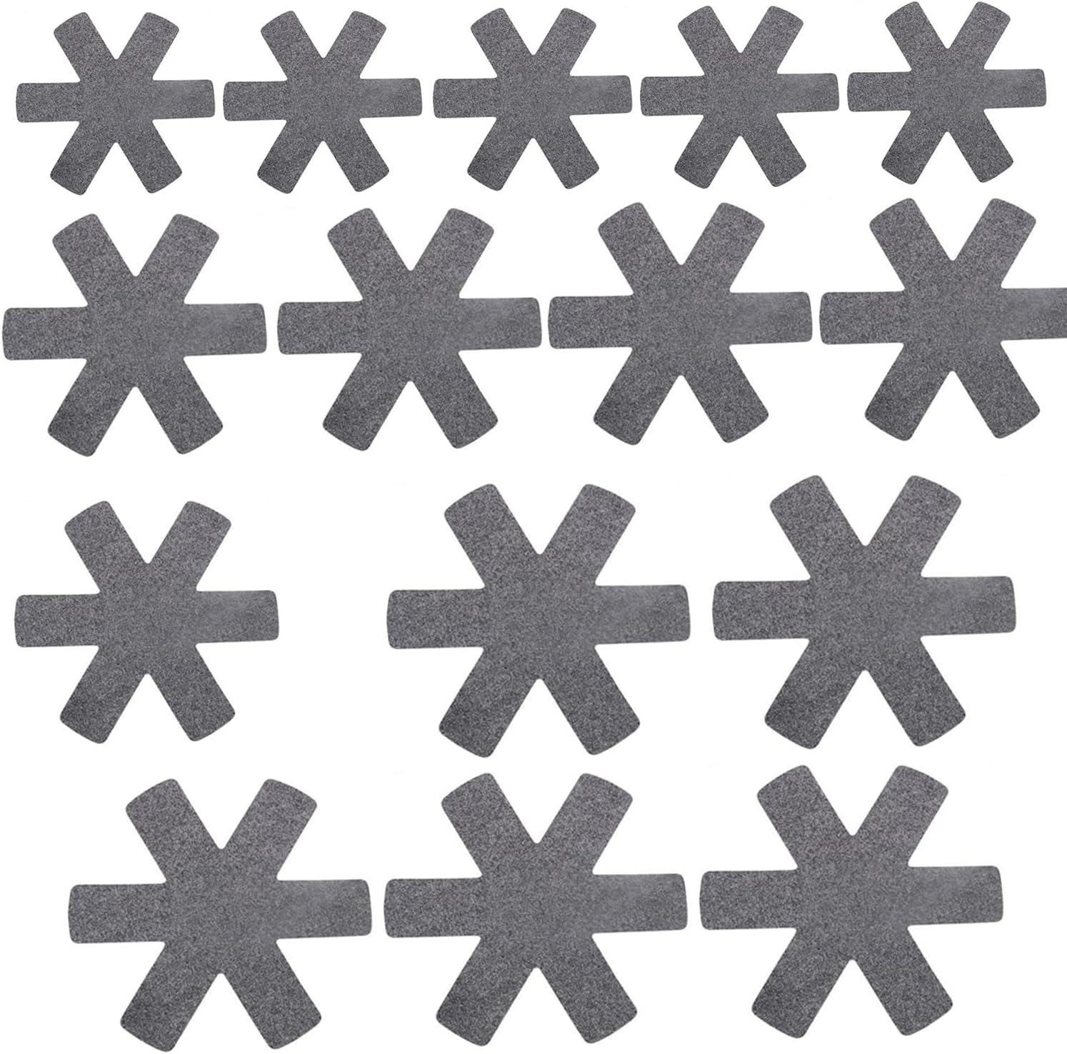 Taicols Pot and Pan Protectors, 15 Pcs Cookware Protector Sets, Non-Slip Pans Separator to Prevent Scratches, 3 Different Sizes of Pot Covers, Pots and Pans Divider Non-Slip Mats (Gray)