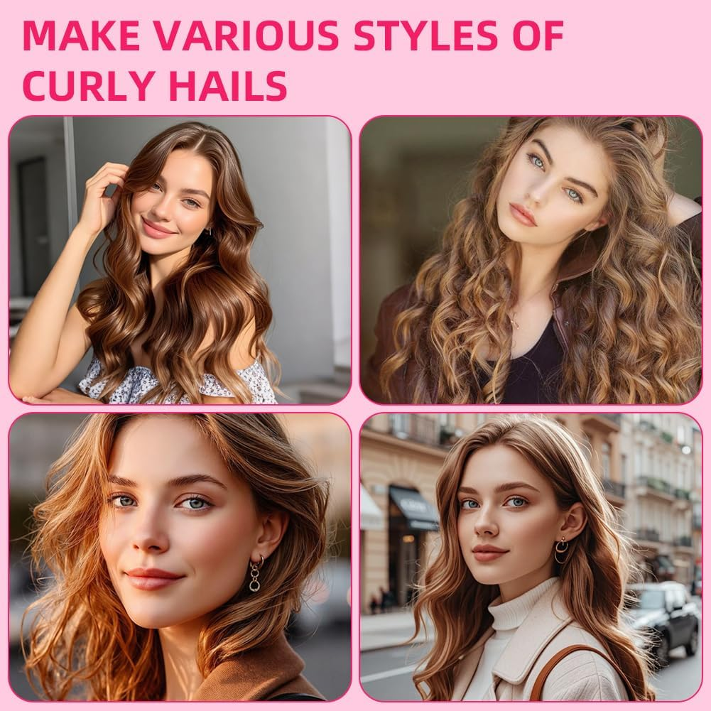 AOOWU Overnight Curlers, 9 Pieces Velvet Heatless Overnight Curls with Headband Curls Band for Sleeping, Band Curls without Heat, 70 Inch Hair Rollers DIY for Long Medium Hair, Leopard Print image number 5