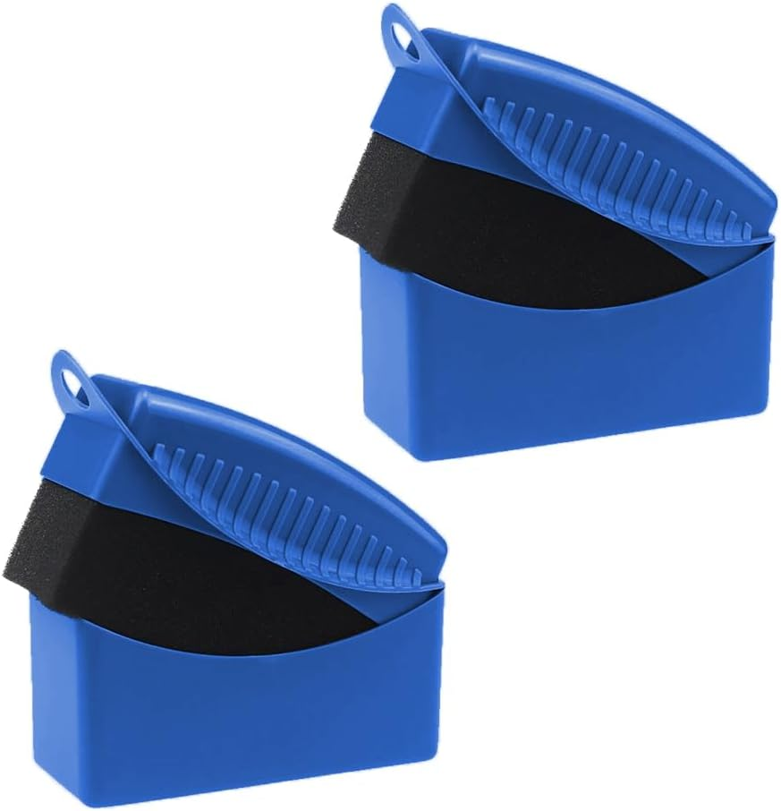 2 Pcs Tire Shine Applicators, Reusable Tire Dressing Applicator Pads with Ergonomic Rectangular Case, Auto Detailing Wheel Cleaner Tire Sponge Brush for Car Cleaning Supplies (Black)