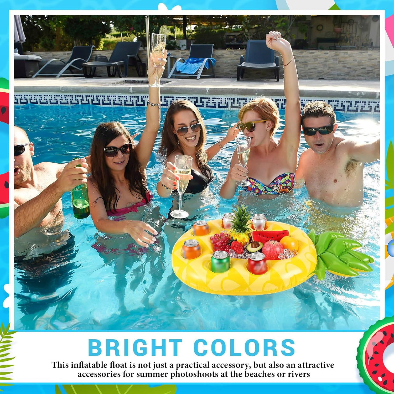 Inflatable Serving Bar Floating Drink Holder for Pool Inflatable Cup Holders Hot Tub Accessories for Adults Swimming Fun Drink Floats for Swimming Pool Party image number 4