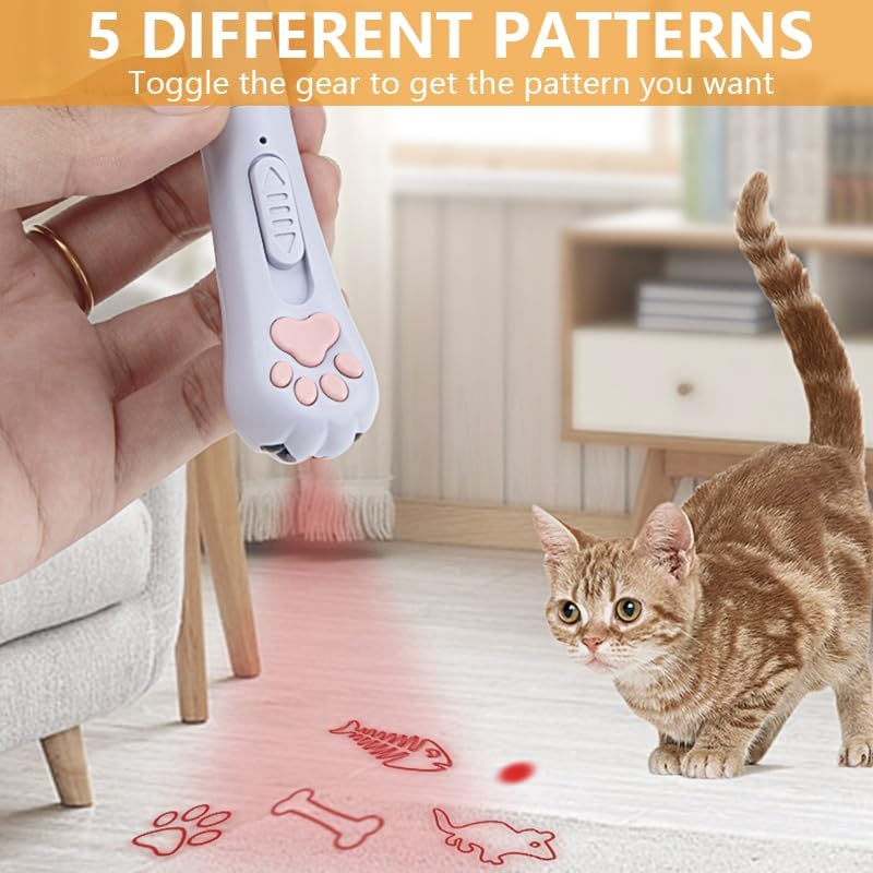 Vekol Cat Laser Toy, LED Pointer Interactive Toys Indoor Cats Dogs Laser, Long Range 5 Modes Laser Projection Playpen USB Rechargeable for Kitten Outdoor Pet Chasing Exercise (White) image number 4