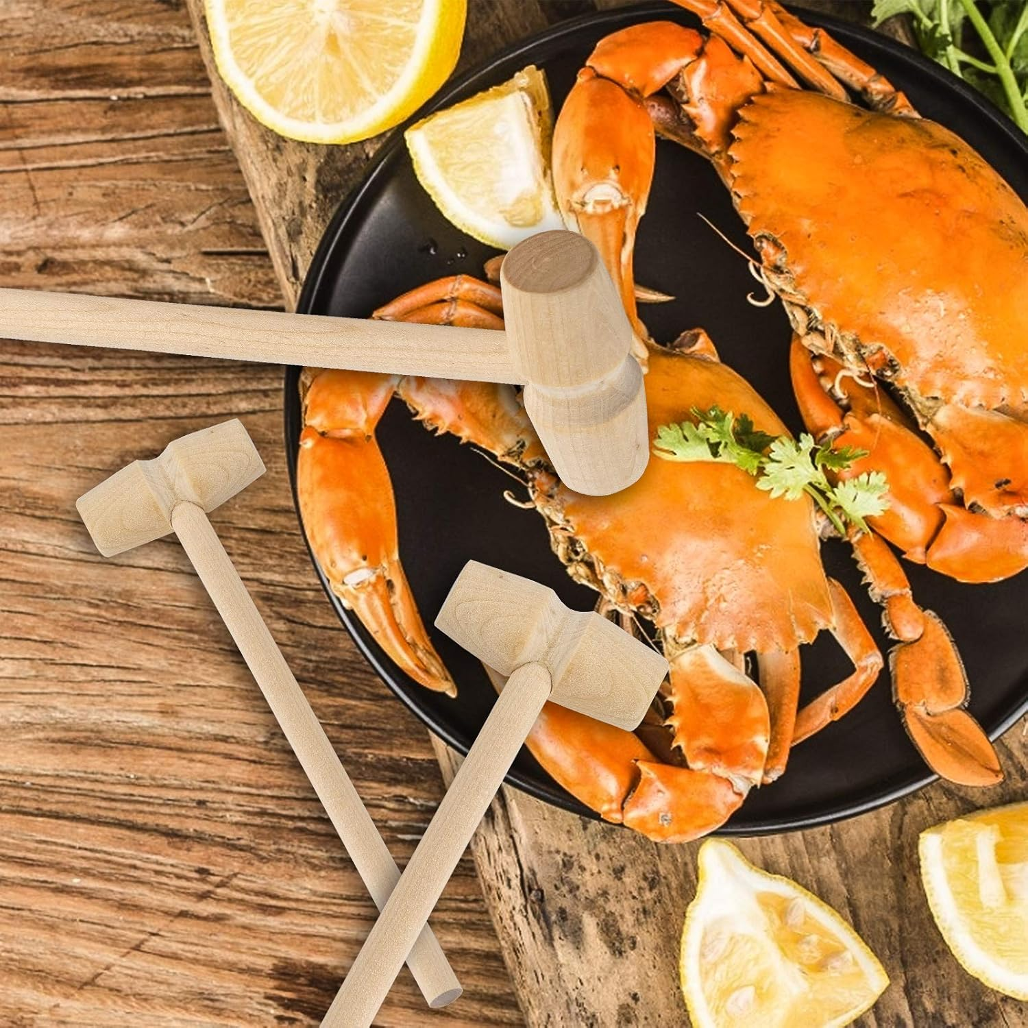 TOYMIS 10Pcs Wooden Crab Mallets Seafood Shellfish Hammers Dessert Making Mallet for Cracking Chocolate Seafood Shell, Small Wooden Mallets image number 2