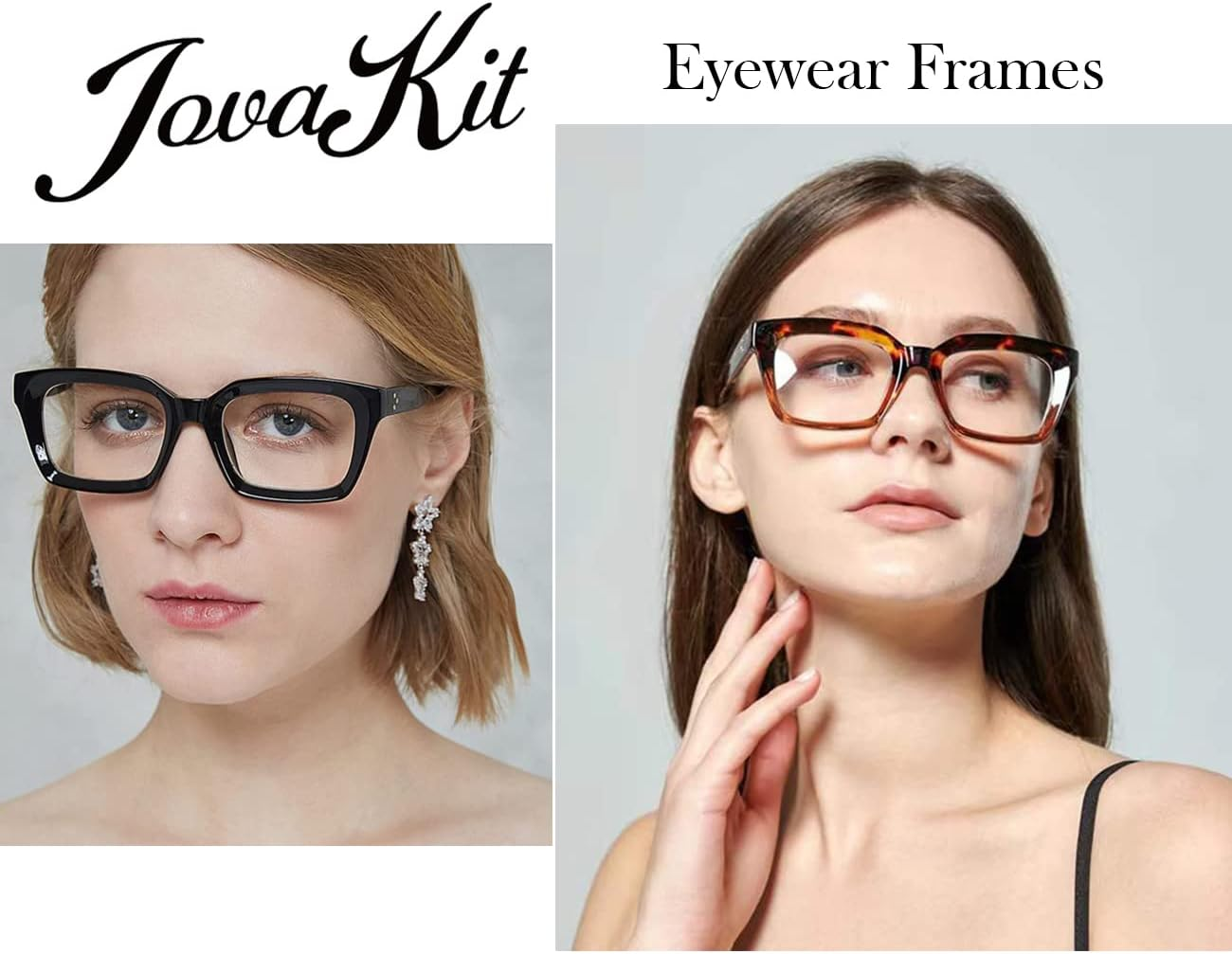 JOVAKIT Non  Glasses for Women Men Fashion Square Frame Eyeglasses - Blue image number 6