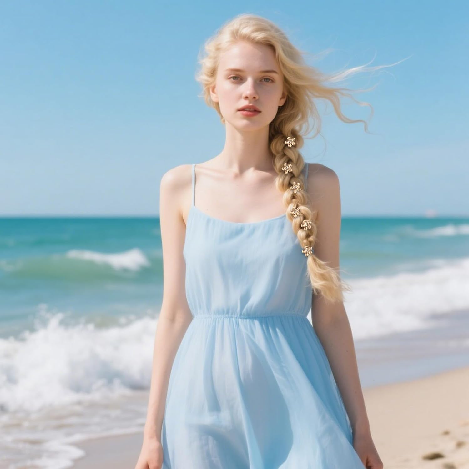 Bumlofa Golden Hair Clip Flower Set: 20 Pieces Small Hair Clips for Party, Braids & Hairstyles - Shiny Hair Accessories