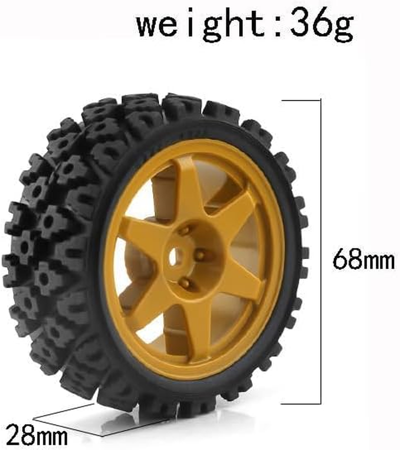 Levigo RC Buggy Rubber Mud Rally Tires Wheel Compatible with Tamiya 1/10 TT01/TT02/XV-01 /HPI RS4 RC Upgrade Spoke Black Tyres image number 3