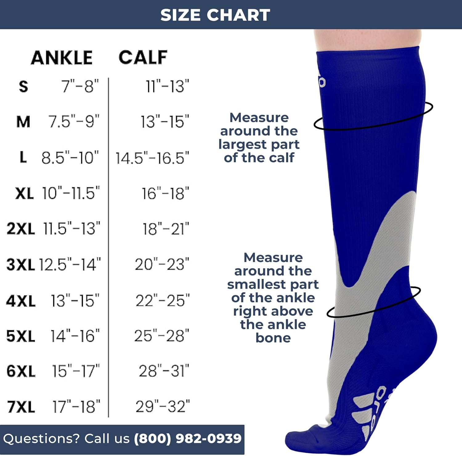 Mojo Coolmax Recovery & Performance Sports Compression Socks Triathlete Compression Socks - Unisex (5X-Large, Navy) image number 4