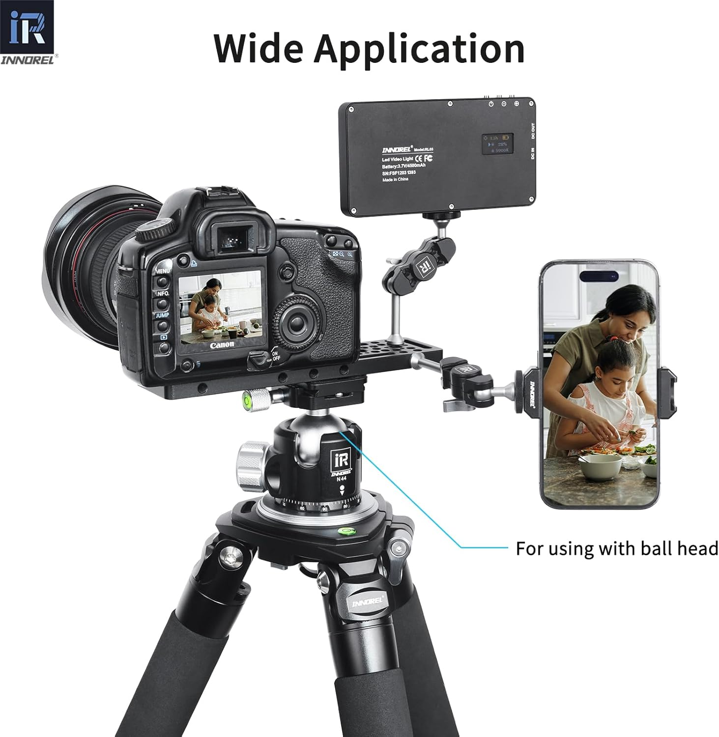 INNOREL CP2005 20 * 5Cm Multi-Functional Cheese Plate with 1/4" & 3/8" Threads, Switching Mounting Plate with Built-In ARRI Locating Holes for Camera and Tripod image number 3