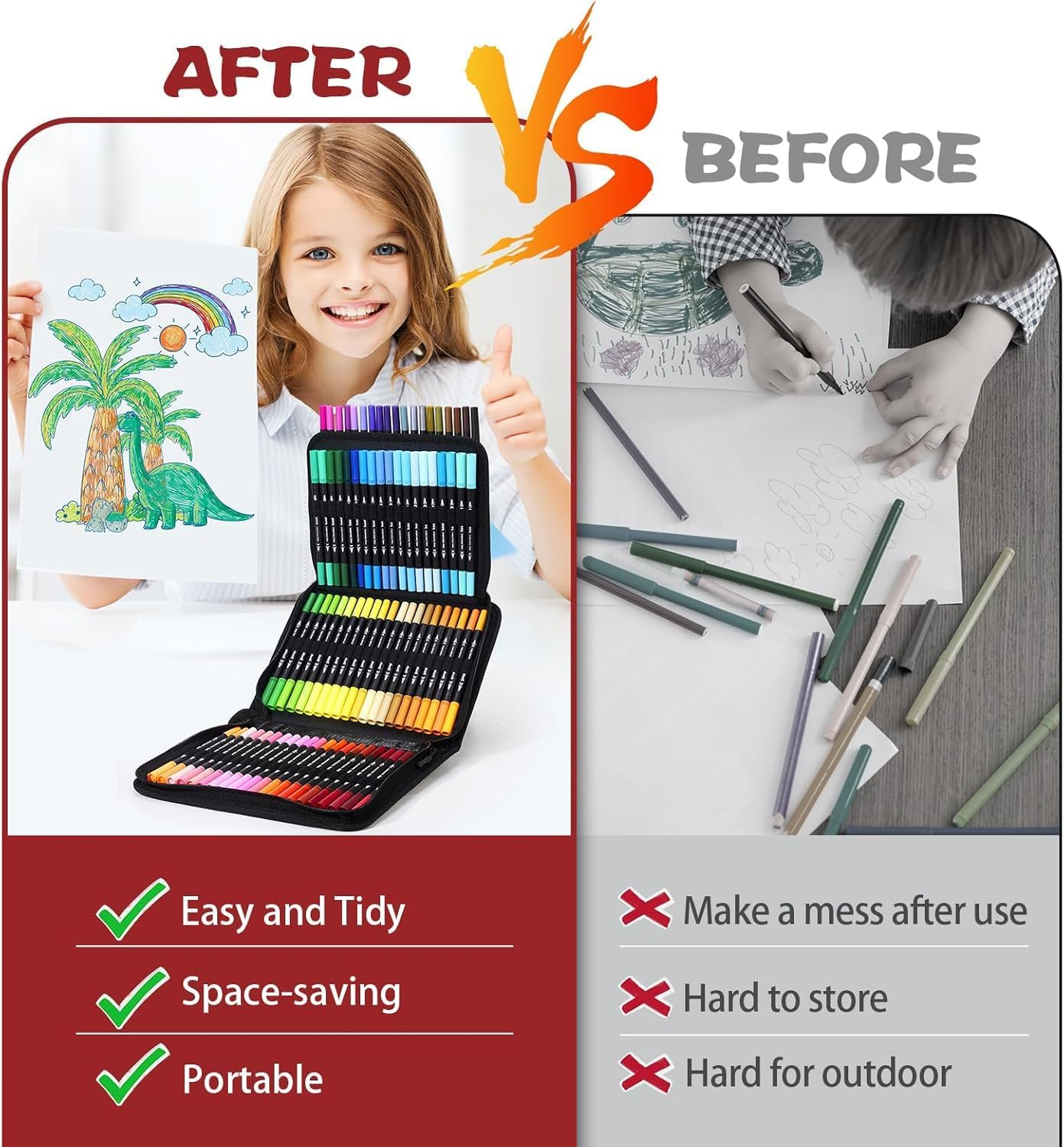 Dual Tip Brush Pens Set, 120 Colors Dual Brush Marker Pens Art Markers with (Fineliner & Brush) for Adult Coloring Books No Bleeding, Note Taking, Hand Lettering - Drawing Art Supplies Kit image number 4