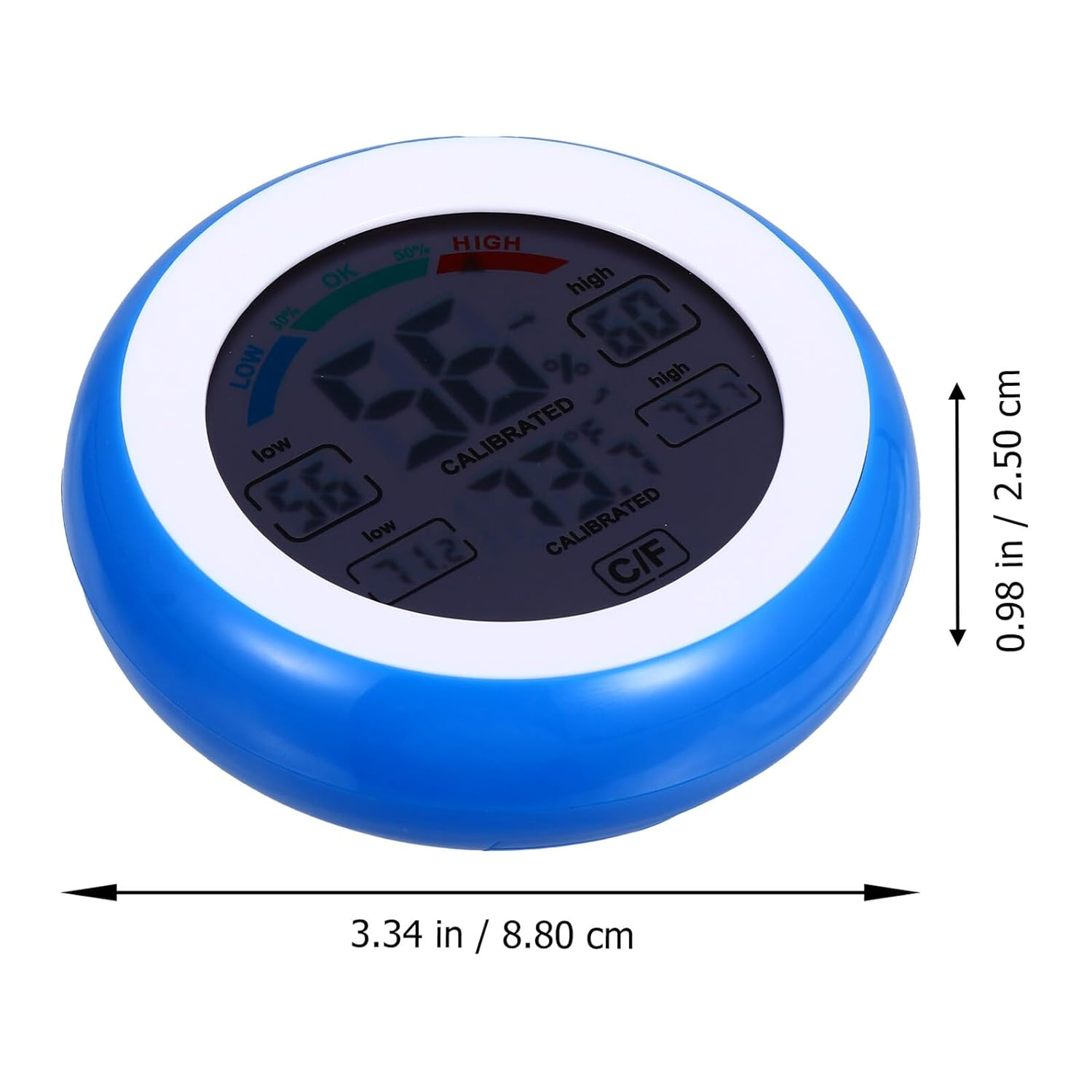 Multi-Functional Indoor Thermometer Hygrometer with Touchscreen LCD Display Wireless round Electronic Temperature and Humidity Monitor for Home and Office Switchable Units Blue