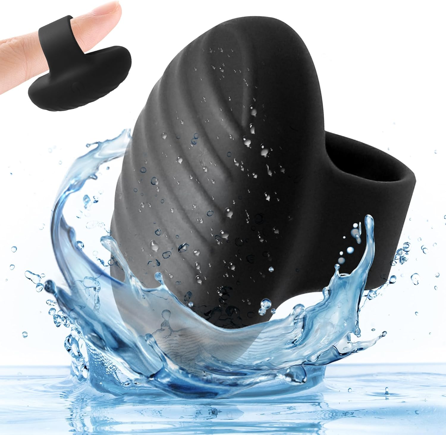 Sex Toys Finger Vibrator Mini Clitoral Stimulation Facial Eye Skin Care Tools 10 Vibration Modes Rechargeable Portable Silicone Massage Body Relax Set Muscles Tighten Anti-Aging Relieve Dark Circles (Black)