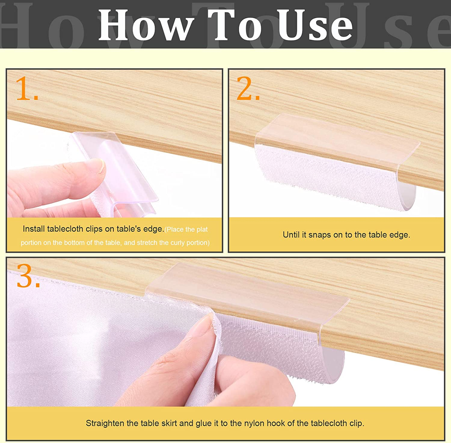 Table Skirting Clips - 30 Pcs, 3/4 Inch - 1 Inch, Hook and Loop, Indoor/Outdoor, Wedding, Party, Picnic, Banquet