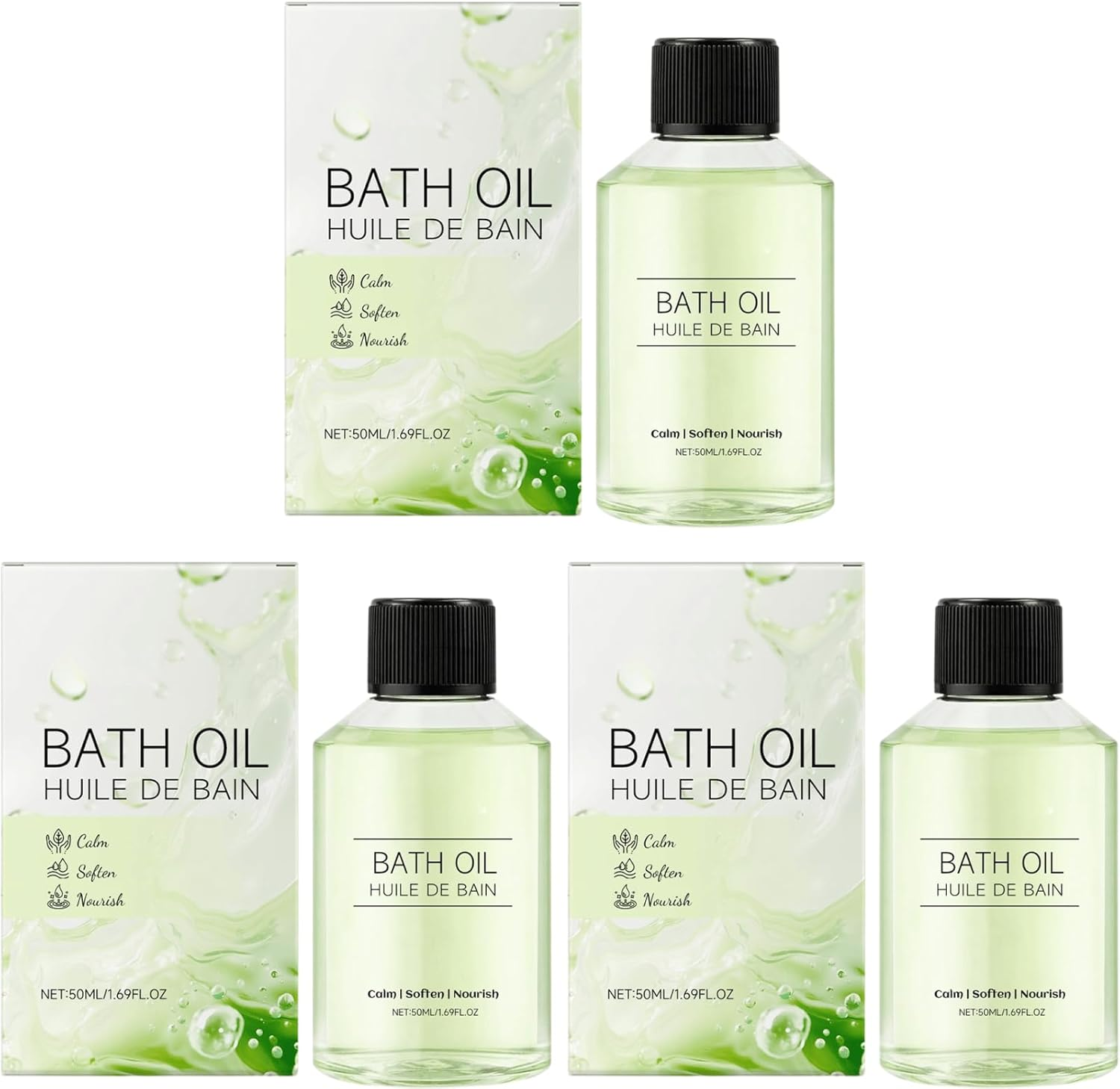 Bath Oil &ndash; Cleansing & Moisturising Body Wash Oil &ndash; Oil-To-Milk Formula for Soft, Comfortable Skin &ndash; Gentle Daily Body Care for All Skin Types (3Pcs)