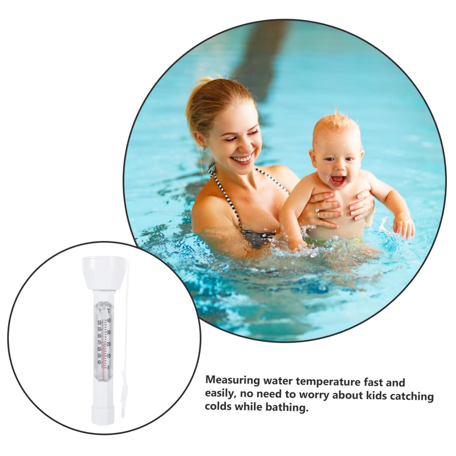 Abaodam Floating Swimming Pool Thermometer Dual Display Celsius Fahrenheit Lightweight Temperature Measuring Tool for Spas Hot Tubs Ponds Maintenance image number 5