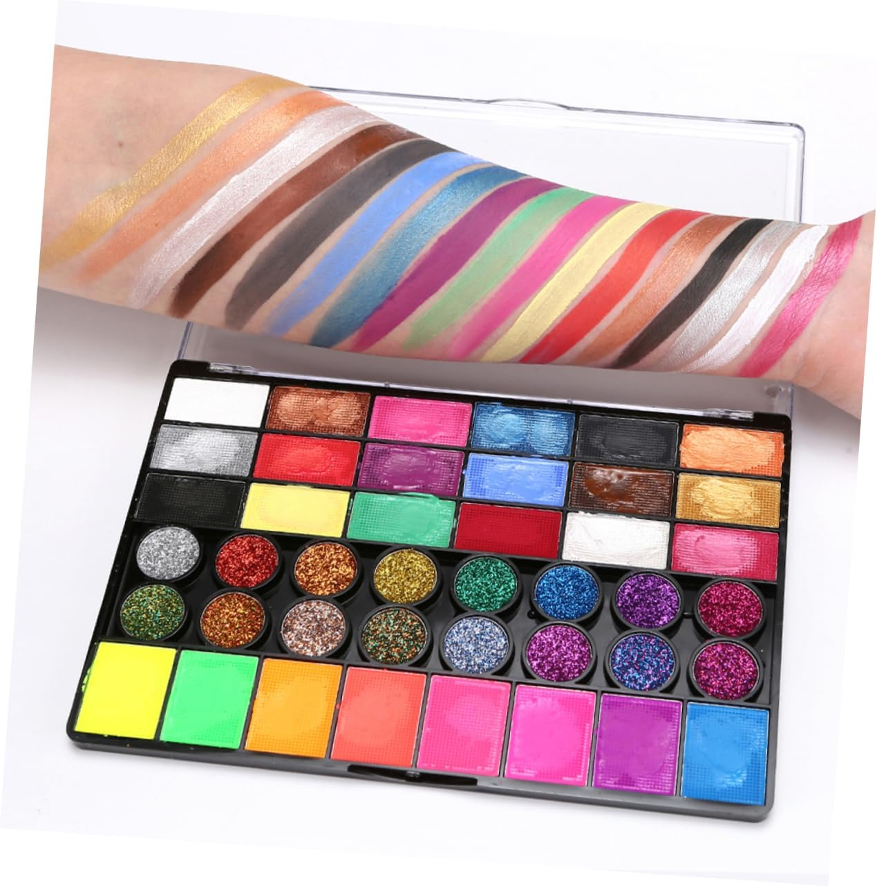 Beavorty 42 Colors Water Soluble Face Painting Kit Brush, Children'S Party Face Makeup Paint Set, Festival Body Paint Pigments for Soccer Fans and Cosplay image number 2