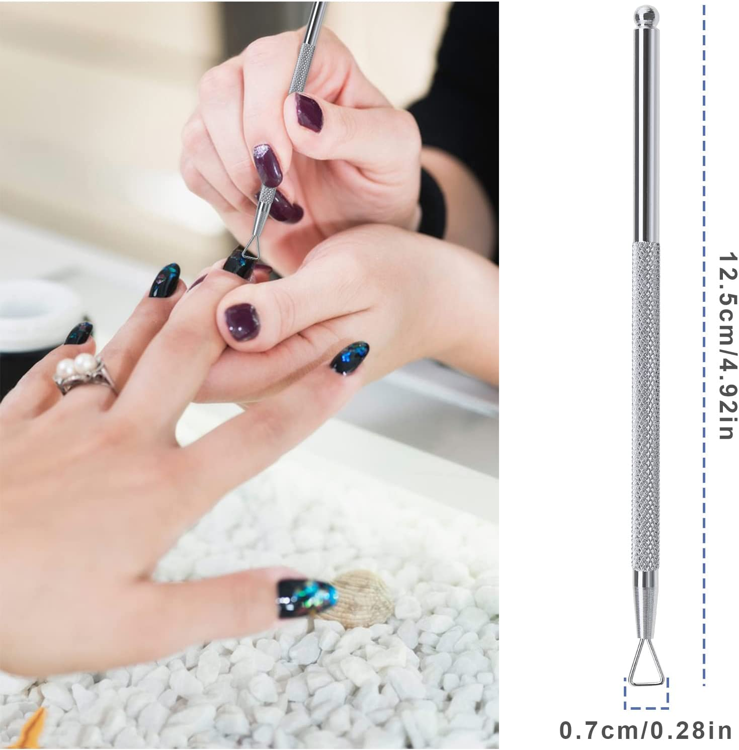 VGOL 2PCS Gel Nail Polish Removal Tool Stainless Steel Nail Scraper Cleaner Triangle Nail Art Tool Manicure Pedicure Gel Cleaning Tool for Fingernails Toenails image number 3