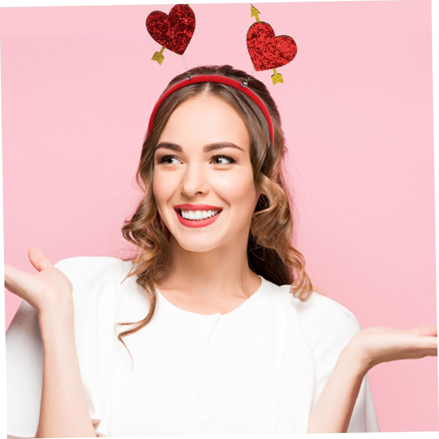 IWOWHERO Elegant Cupid Headband Heart Ears Valentines Day Hair Band Accessory Set