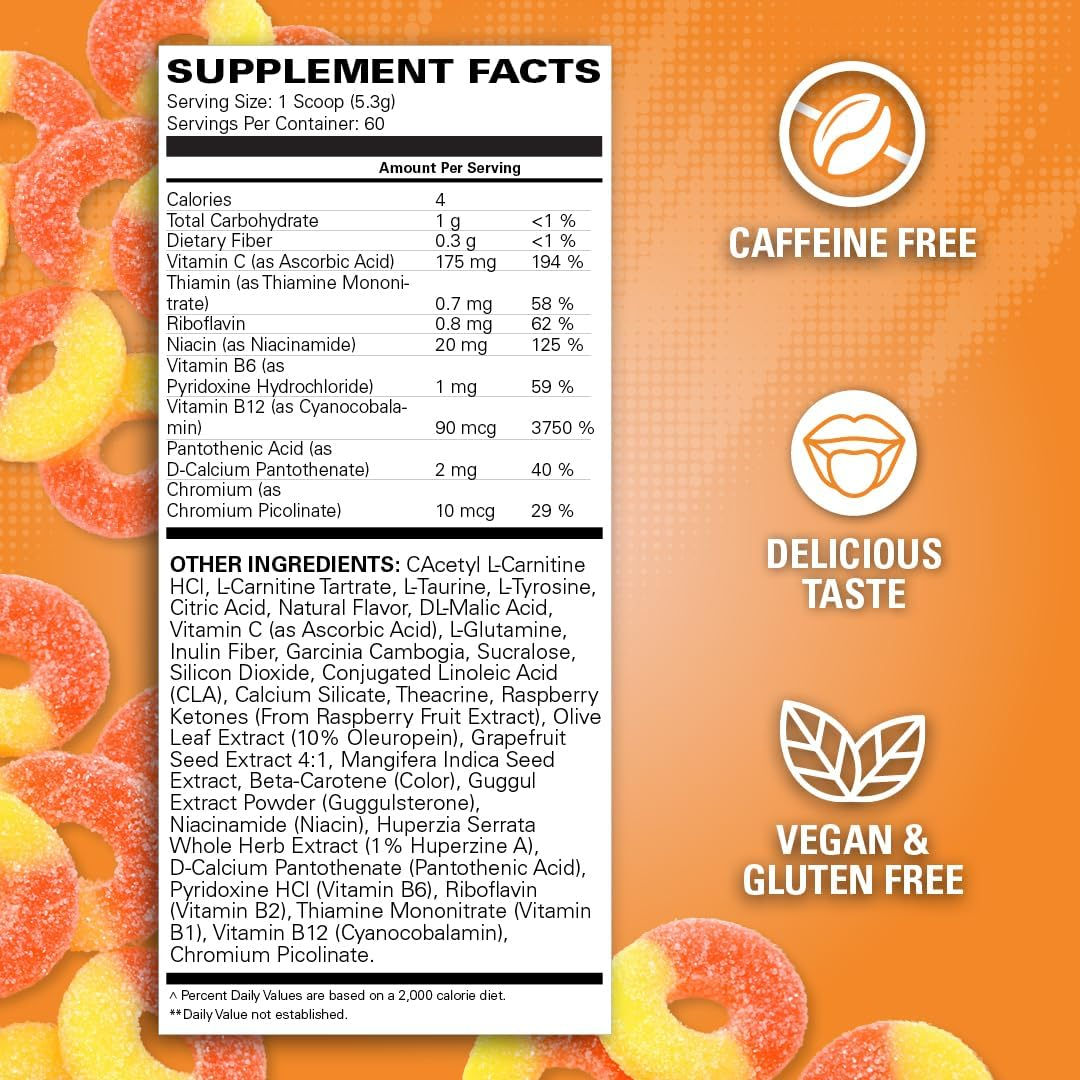 EHP Labs Oxyshred Non Stimulant Pre Workout Powder - Stim Free Pre Workout, Caffeine Free Preworkout for Men & Women - Non Stim Preworkout - Sugar Free Energy Powder - Peach, 60 Servings image number 5